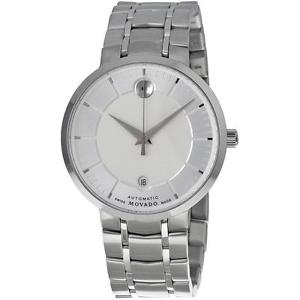 MOVADO MEN'S STEEL BRACELET & CASE AUTOMATIC SILVER-TONE DIAL WATCH 0606915