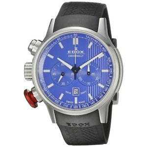 Edox Mens 10302 3 BUIN Chronorally Analog Display Swiss Quartz Black Watch