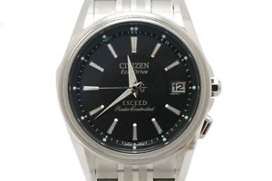 Used Watch CITIZEN Exceed Solar radio EBG74-2644 Radio clock Black dial TI U2T