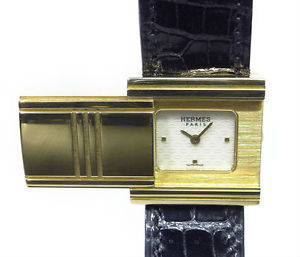Pre-owned HERMES Glissade GL1.285 K18YG Yellow gold Quartz Ladies Watch,AS
