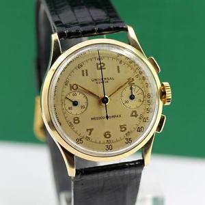 UNIVERSAL GENEVE MEDICO COMPAX REF #12445 18K SOLID GOLD CHRONOGRAPH MEN'S WATCH
