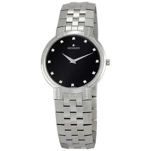 Movado Faceto Black Dial Stainless Steel Mens Watch 0606237