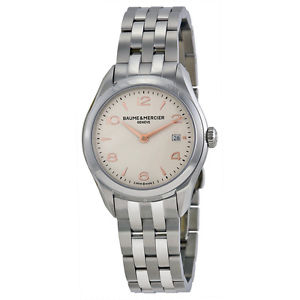 Baume and Mercier Clifton Silver Dial Stainless Steel Ladies Watch 10175