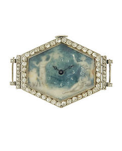 French Verger Freres a Paris Platinum & Diamond Ladies Art-Deco watch w/ Pain...