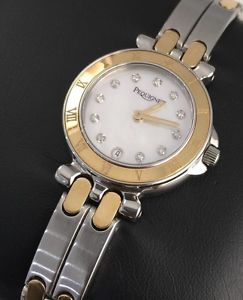 Ladies Pequignet Moorea 7711508CD 18k Gold Diamond MOP Sapphire Swiss Serviced