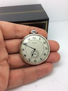Waltham USA Platinum Diamond and Sapphire Open Face Pocket Watch Stunning !!!