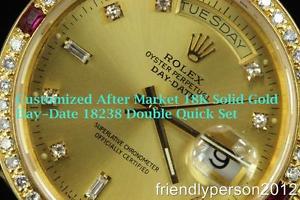 Customozed 18K Solid Gold After Market Day-Date 18238 Double Quickset ,Cal 3135