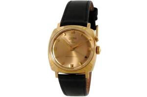 NOS NEW SWISS HAND WINDING GOLD PLATED MEN'S VULCAIN CRICKET ALARM WATCH 1960'S