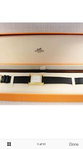 HERMES H-HOUR Ladies Watch Gold Plated HH1.501 H-HEURE $2,600 Retail