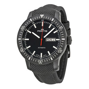 Fortis Monolith Automatic Black Dial Black Leather Mens Watch 6471831LP