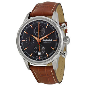 Alpina Alpiner Chronograph Automatic Grey Dial Leather Mens Watch AL-750VG4E6