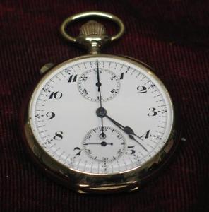 Awesome 14KG 18 Jewel Split Second Chronograph Lugin Pocket Watch