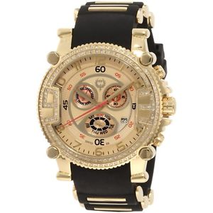 Brillier Men's 022221106 Grand Master Tourer Gold Dial Black Rubber Watch