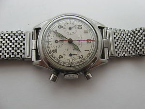UNIVERSAL CHRONOGRAPHE EN ACIER BOITIER ETANCHE AVEC BRACELET D'ORIGINE  DE 1960