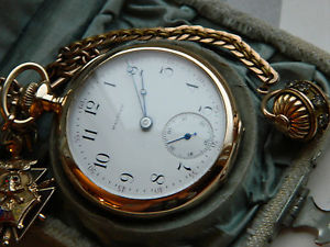 19TH CENTURY AMERICAN WALTHAM 3 OUNCE SOLID GOLD POCKET WATCH  WITH BOX