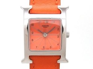 Used Watch HERMES H Watch HH1.210 Quartz orange SS / leather Excellent W5E