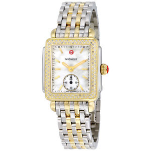 Michele Deco 16 White Mother of Pearl Dial Yellow Gold-tone Watch MWW06V000023