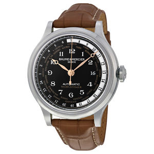 Baume and Mercier Worldtimer Automatic Brown Leather Mens Watch MOA10134