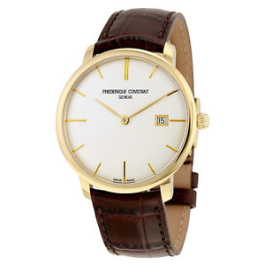 Frederique Constant Slim Line White Dial Brown Leather Mens Watch 306V4S5