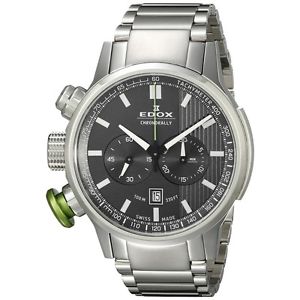 Edox Mens 10302 3MV GIN Chronorally Analog Display Swiss Quartz Silver Watch