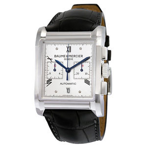 Baume and Mercier Hampton Milleis Silver Dial Alligator Leather Mens Watch 10032