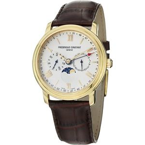 Frederique Constant Business Timer Silver Dial Yellow Gold-plated Mens Watch FC-