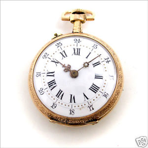 Auth CLYLINDRE  Antique Pocket Watch with Enamel Decor K18 Hand-winding, Women's