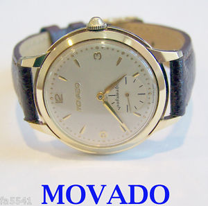 SWISS Solid 14k MOVADO Automatic Watch 1950s Cal 115 * EXLNT* SERVICED* RARE