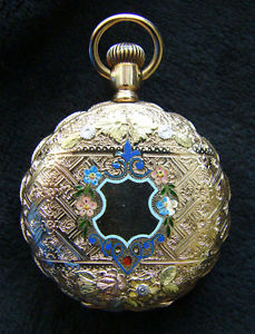 ENAMEL & GOLD Antique POCKET Watch CASE Elegant
