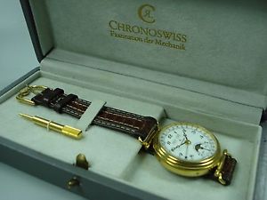 CHRONOSWISS MEDIUM Armbanduhr m. VOLLKALENDER UND MONDPHASE m.Box u. Papiere