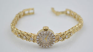Womens 14K Gold 24 Diamond Wyler Watch