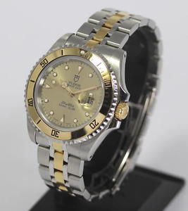 Auth TUDOR MIN-SUB 73193 Cal.2671 Gold dial Mid-size w/BOX,Garantie_277882