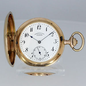 SCHWERE UNION GLASHÜTTE GOLD SAVONETTE TASCHENUHR (53mm, 104,5g)