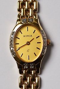 Auria Quarz Damenuhr Armbanduhr 14 Karat 585 Gold Gelbgold 20 Brillanten Golduhr
