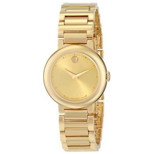 Movado Womens 0606704 Concerto Gold Plated Case and Bracelet Gold Dial Watch