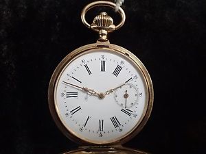 VINTAGE BIENNE RAISS GENEVE POCKET WATCH 14K 56 GRAMS 18 RUBIS