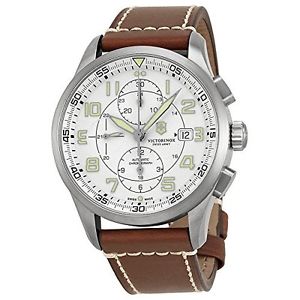Victorinox Airboss White Dial Brown Leather Mens Watch 241598
