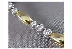 ESTATE 1.10CT DIAMOND 14KT W&Y GOLD PAST PRESENT FUTURE TENNIS BRACELET #15639