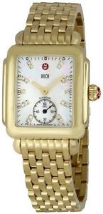 MODEL MWW06V000004 NEW MICHELE DECO 16 WOMENS GOLD TONE MOP QUARTZ WATCH