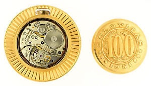 Bulova 18k Yellow Gold Commer Medalion Open Face Pocket Watch circa 1951