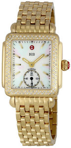 MODEL # MWW06V000003 NEW MICHELE DECO 16 WOMENS GOLD TONE DIAMOND BEZEL WATCH