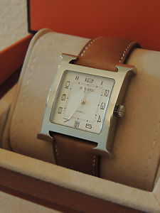 HERMES MONTRE HEURE H TGM  ACIER MOUVEMENT AUTOMATIQUE BRACELET BARENIA FULL SET