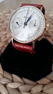 Ultra Rare Minerva Chronograph Columns Wheel cal.Angelus 210 from 20's  Gold 18k