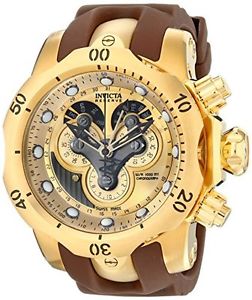 Swiss Quartz Brown Watch Invicta Men's 14464 Venom Analog Golden Display New