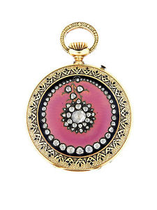 A. VERONESI, LE CAIRE AN 18KYG, ENAMEL & DIAMOND-SET HUNTER CASE