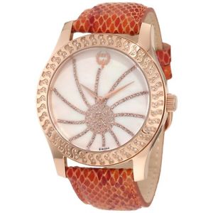 Brillier Women's 03-32424-09 Kalypso Rose-Tone Copper Snakeskin Watch