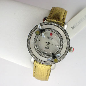 Michele Women's MWW20C000008 Bumble Bee Golden Leather Band Strap Quartz Watch
