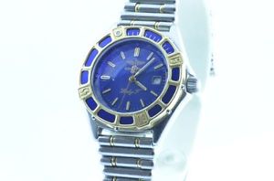 BREITLING LADY J OROLOGIO DONNA+ORO LUNETTA+TOP CONDIZIONI BLU RARO TOP+ROULEAUX