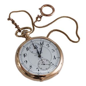 Paul Ditisheim Grand Prix Open Face 55mm 18K Gold Chronograph Pocket Watch