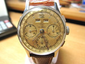 VINTAGE, HELBROS 3 REGISTER, 3 DATE CHRONOGRAPH WRISTWATCH, V-72C, STLS./STL.